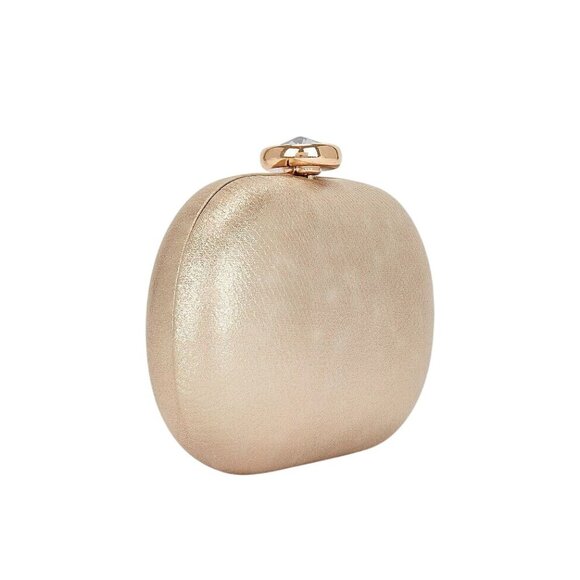 olga berg Marta Metallic Clutch in Gold Womens Purse Shoulder Handbag - Picture 3 of 11